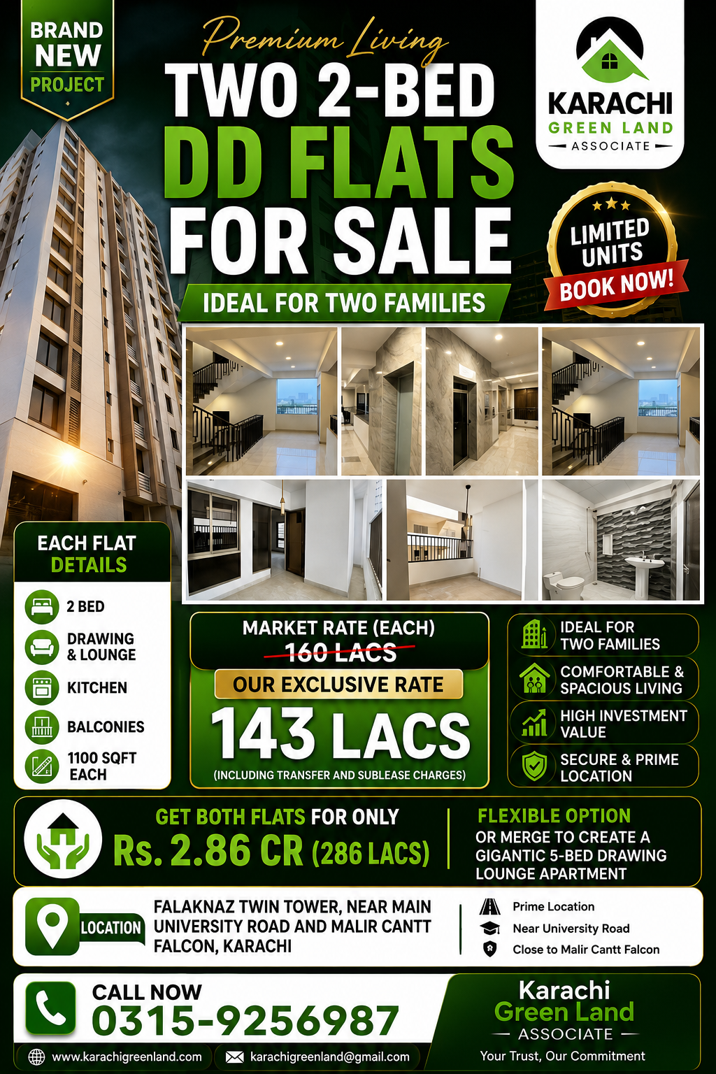 Brand New 2 Bed DD Flats for Sale | Falaknaz Twin Tower Karachi - Image 1