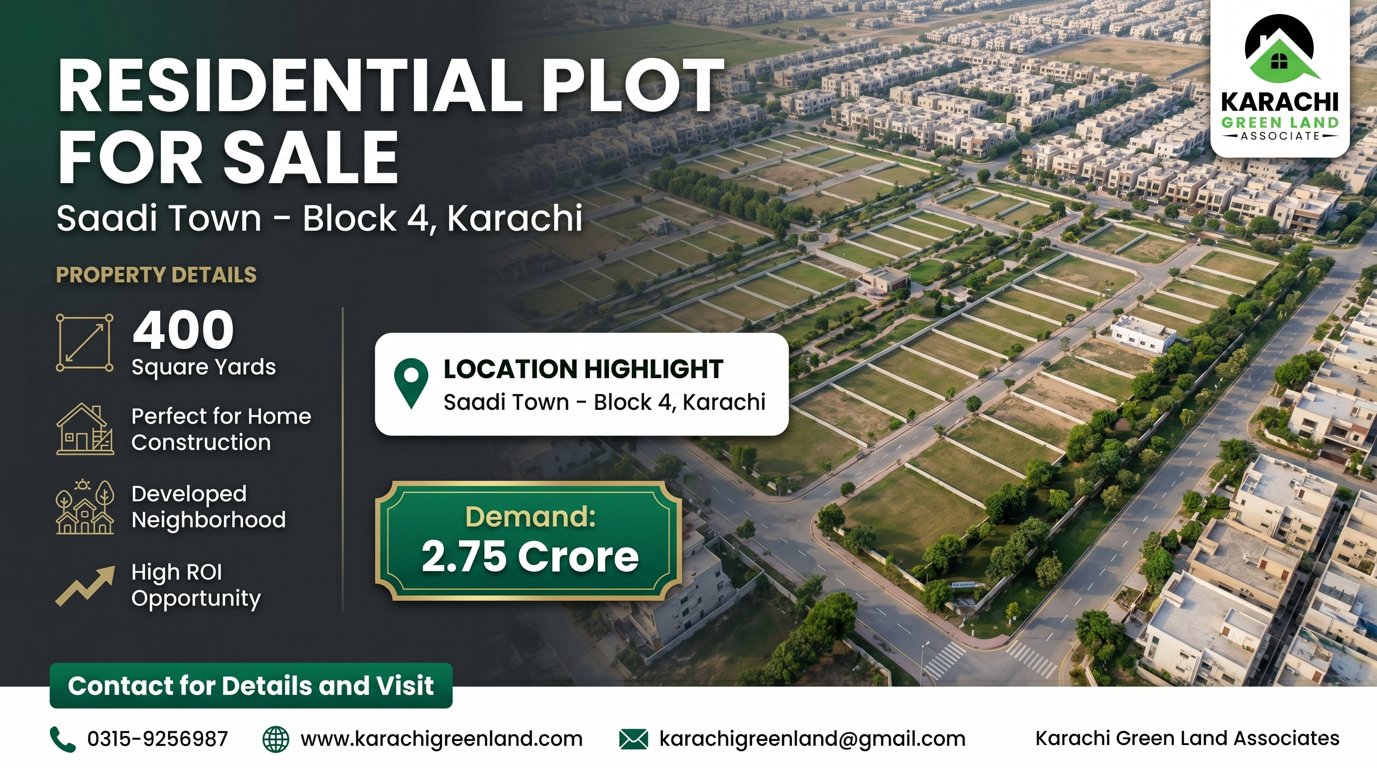 400 Sq Yards Plot for Sale | Saadi Town Block 4 - Image 1