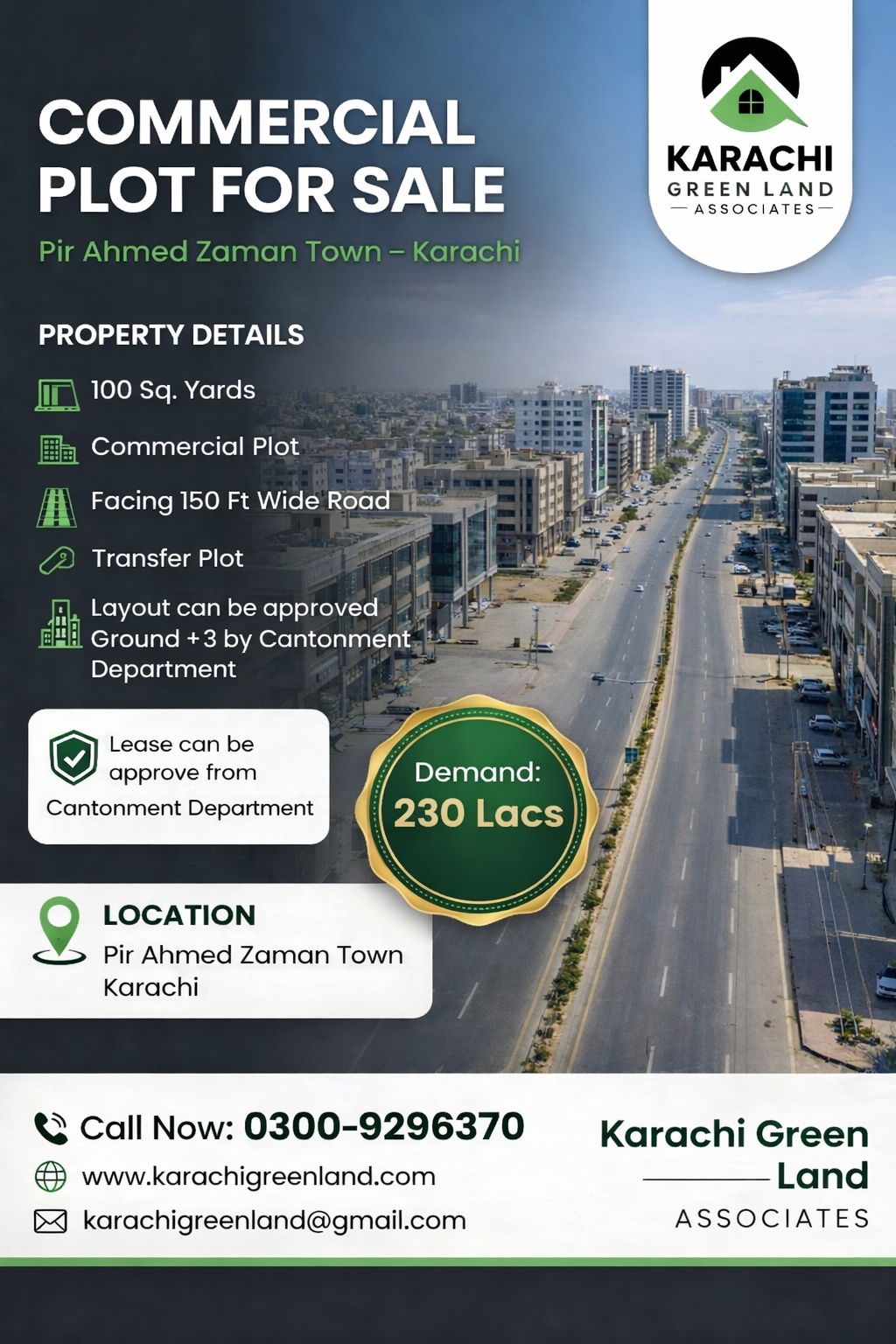 100 Sq Yards Commercial Plot for Sale | Pir Ahmed Zaman Town - Image 1